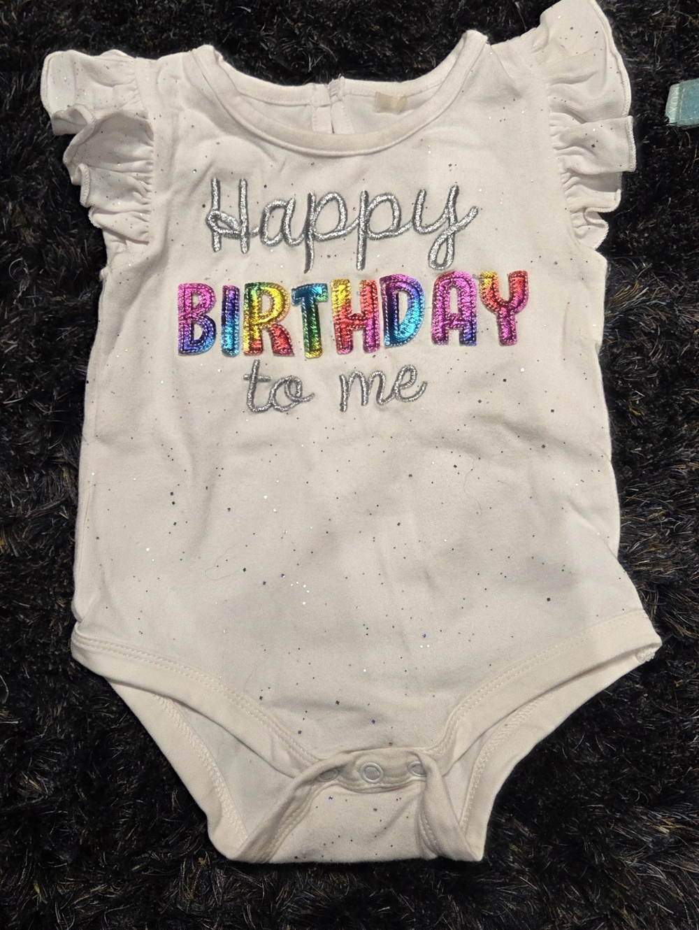 Happy Birthday to Me White Glitter Baby One-Piece